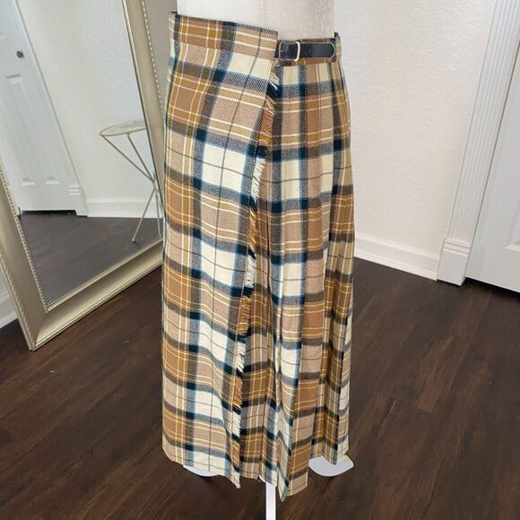 Deans of Scotland 100% pure Wool 90s VTG Wool Plaid Scottish Kilt Wrap Skirt S M - Picture 5 of 7